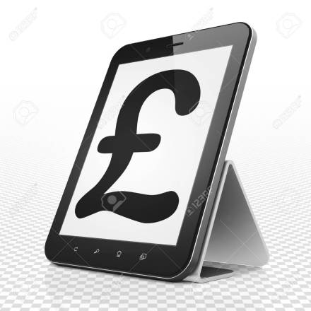 Money concept: Tablet Computer with Pound on display